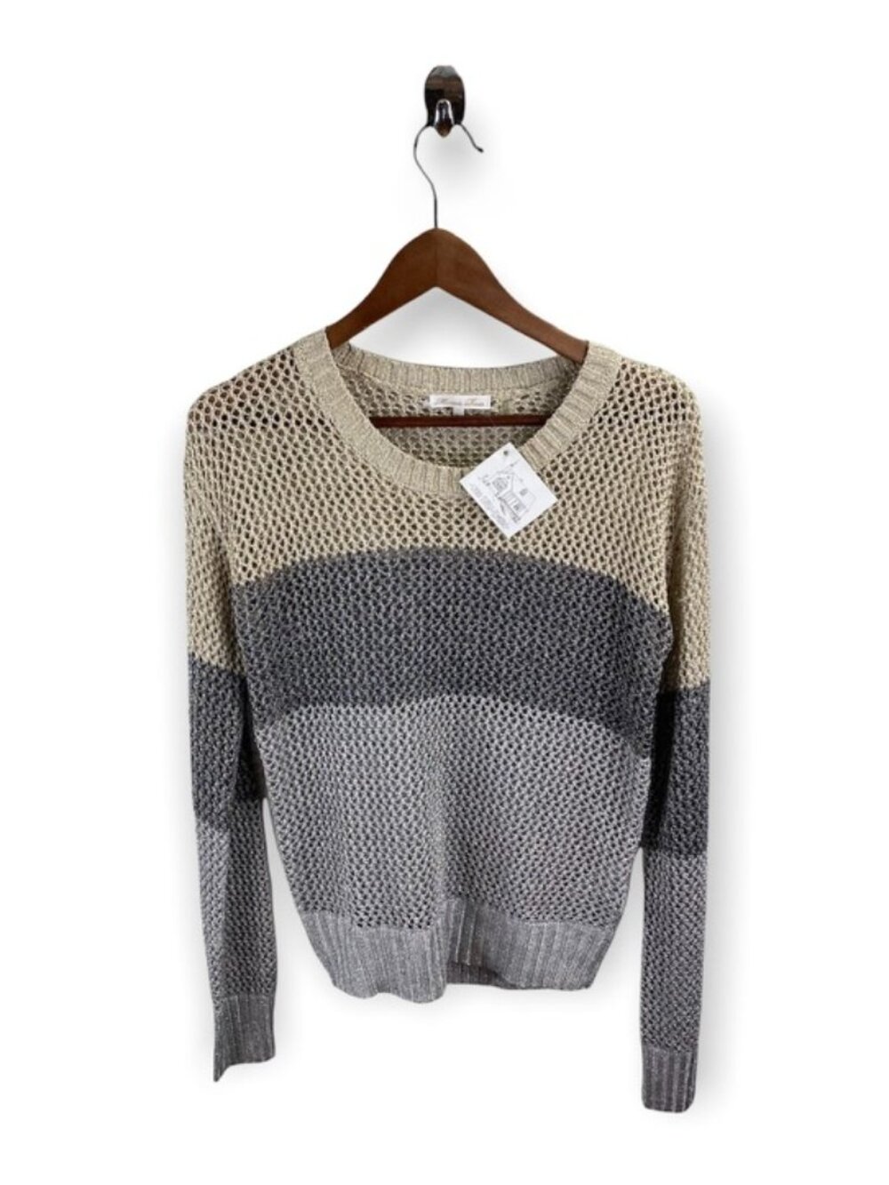 Minnie Rose Metallic Knit Colorblock Sweater Size S
